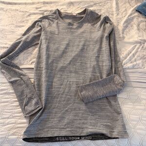 lululemon athletica Gray Striped Long Sleeve Top